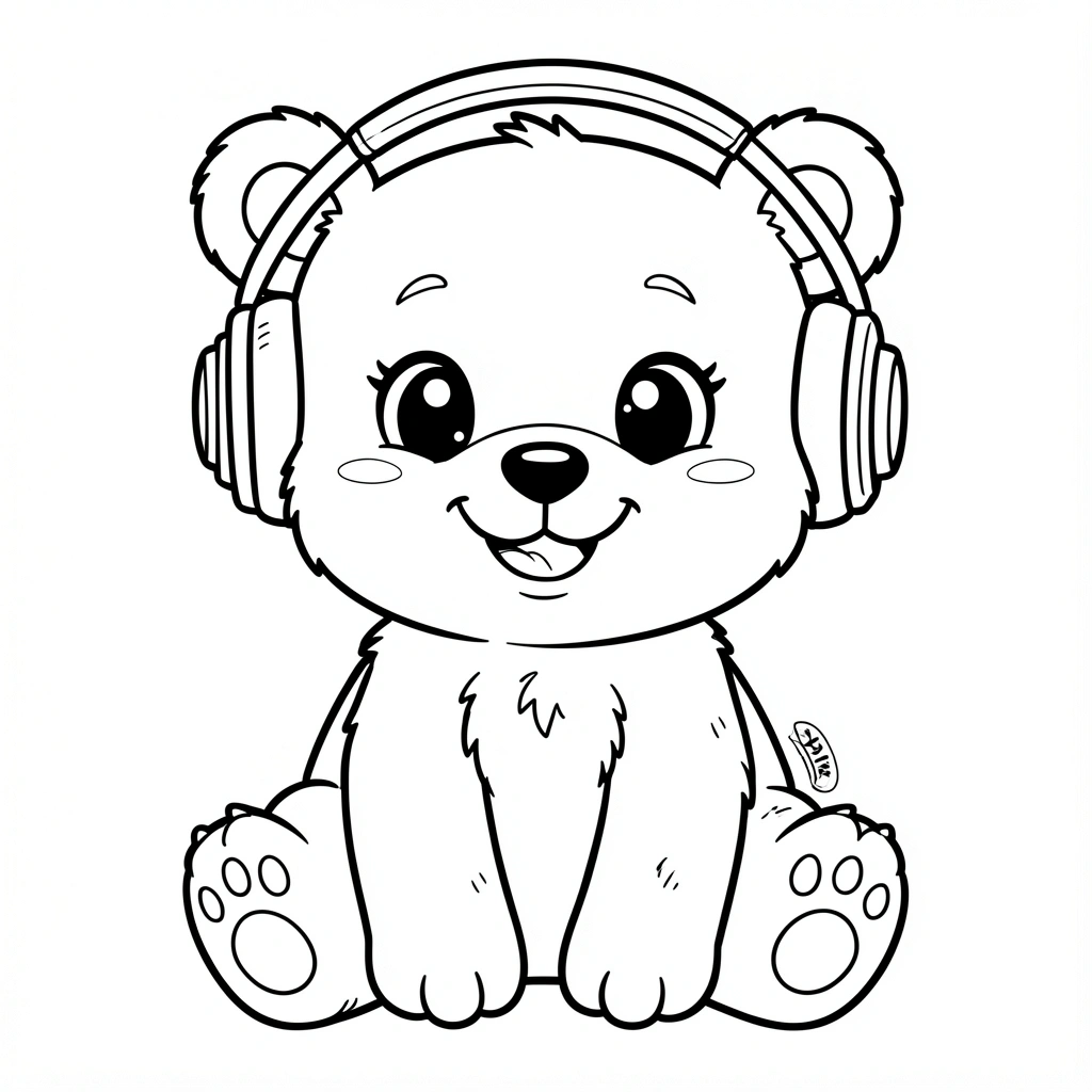 bear with headphones