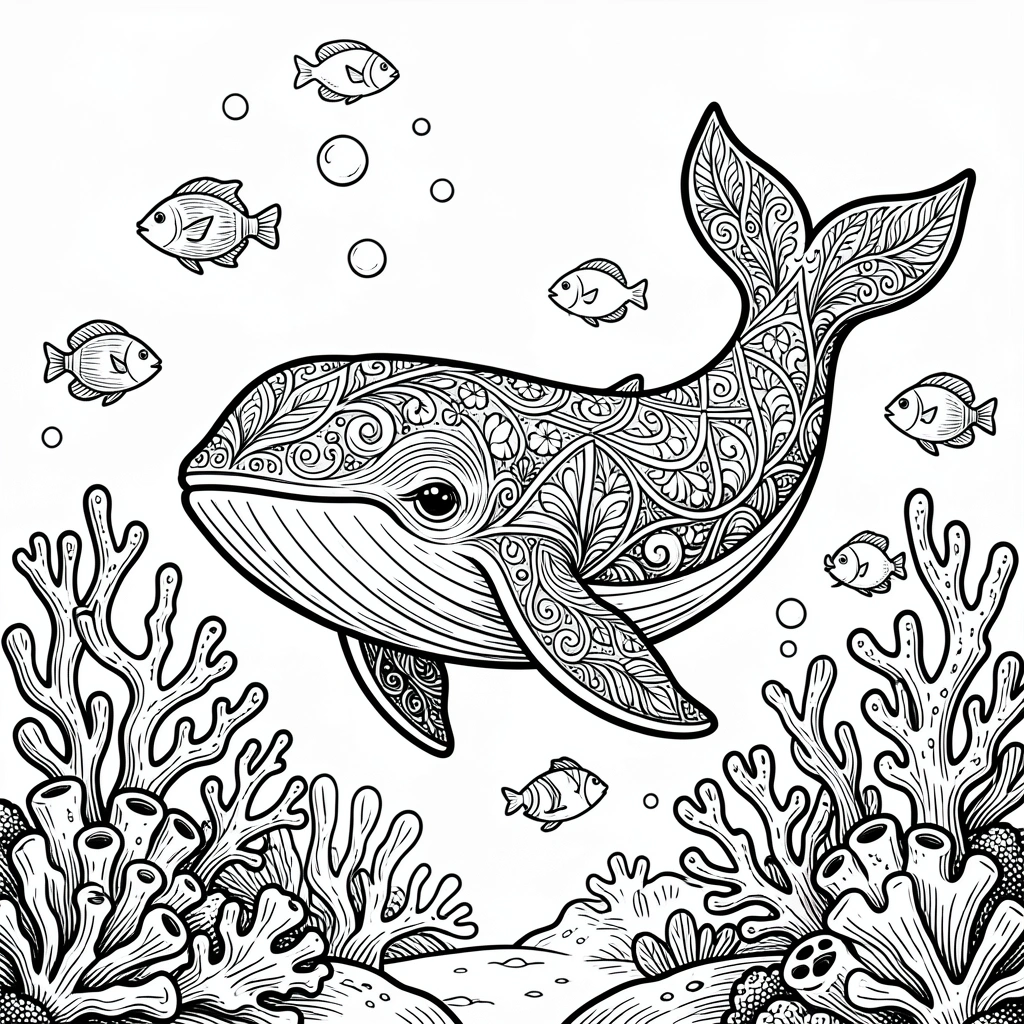 doodle art whale